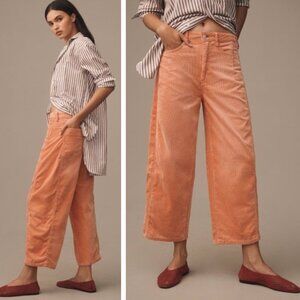 NWT Anthropologie Pilcro Kenna Heritage Mid-Rise Barrel Jean Corduroy Rose